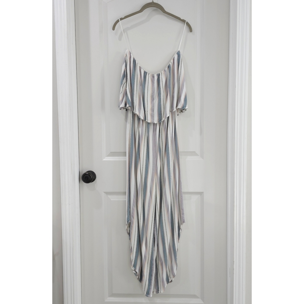 O'NEILL Strapless Multicolor Striped Boho Beachy Romper Jumpsuit, Size Large - Picture 12 of 14
